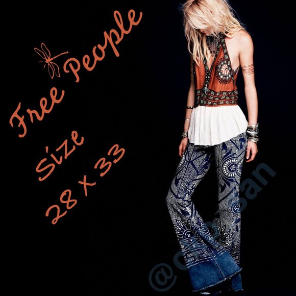Free People Bali Discharge Flare Jeans Sz 28